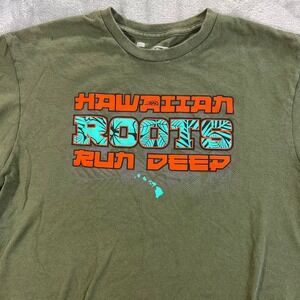 Pipeline Hawaiian Roots Run Deep T-Shirt Mens MD Green Good Graphic Short Sleeve